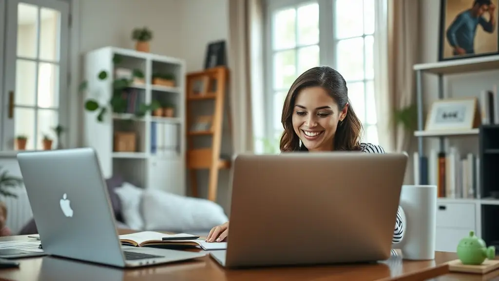 Frau vor Laptop